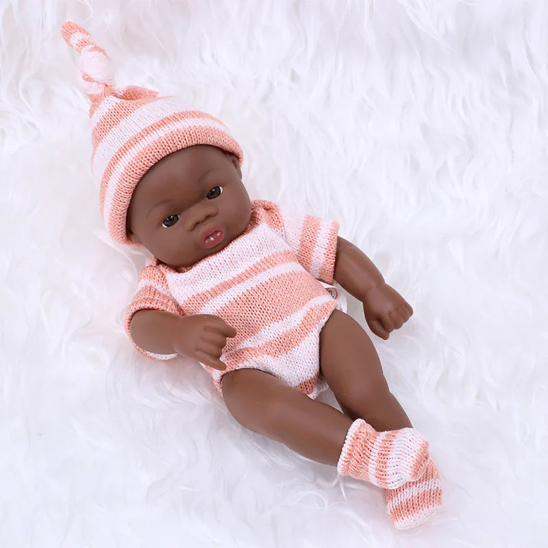 Black Reborn Dolls African Reborn Baby Doll 20cm Dolls Baby Reborn Baby Doll Toys Soft Touch High Quality Doll for Children Toys