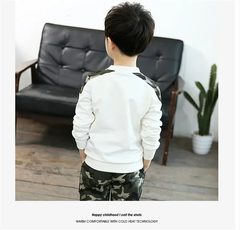 Kids Sport Clothing Sets Boys Tracksuit Autumn Camouflage Children Tops Pants 2Pcs Kit Outfit Teenager Boys Camouflage Tracksuit