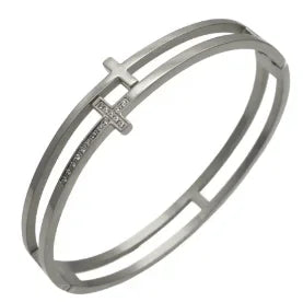 Stainless Steel Inlaid Zircon Bangle Round Bracelets