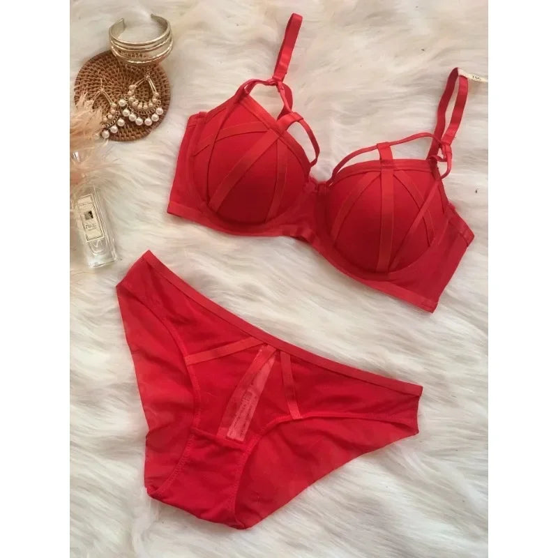 Bra and Panty Set Comfortable Wireless Bandage Lingerie Push-up Women Bra