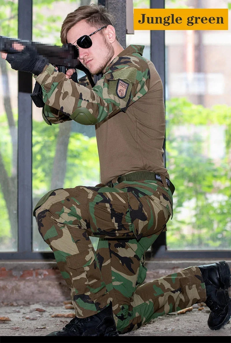 Camo Tactical Uniform Airsoft Ripstop Suit Multi Pocket Suits Hunting Pants Men Trainning Shirts Airsoft Paintball Clothes Sets