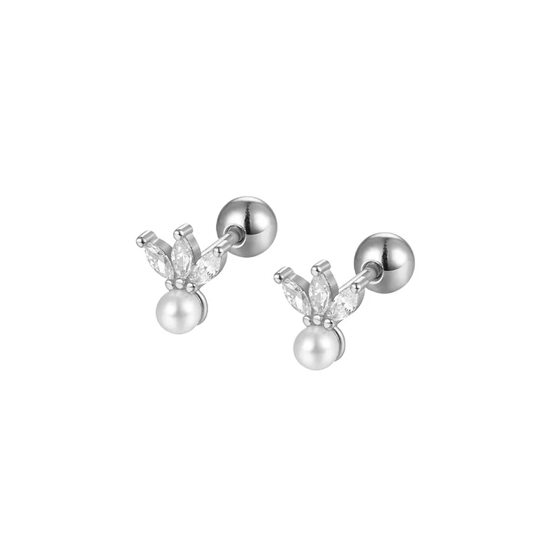 WANTME 925 Sterling Silver Fashion Love Butterfly Romantic Star Crown Screw Stud Earrings for Women Ear Bone Piercing Jewelry