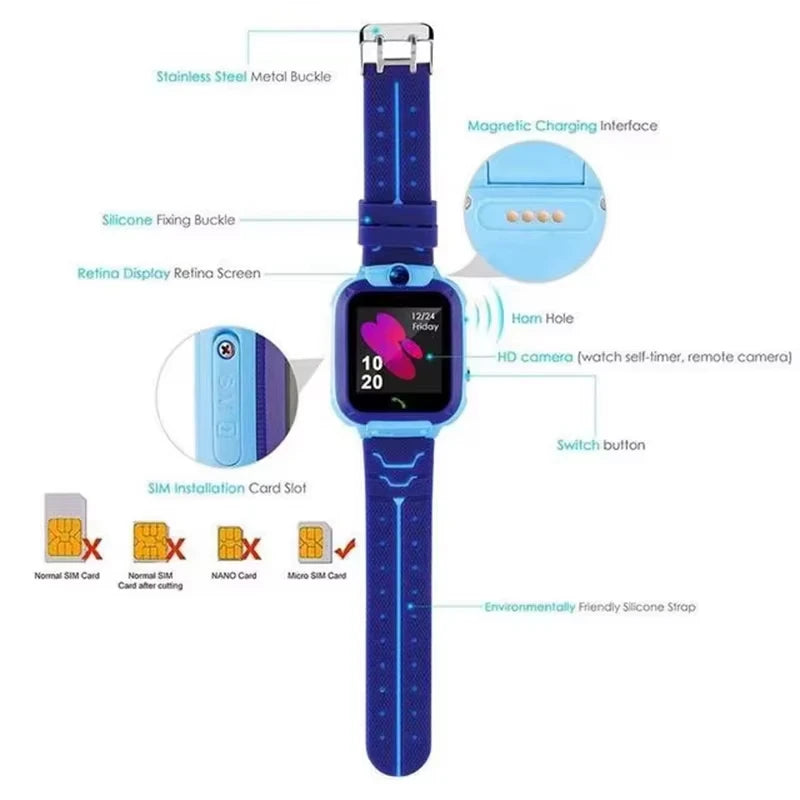 Lenovo 2026 5G Kids Smart Watch Sim Card Call SOS GPS Location Child Smart Watch Camera Waterproof Watch For Boys Girls Present