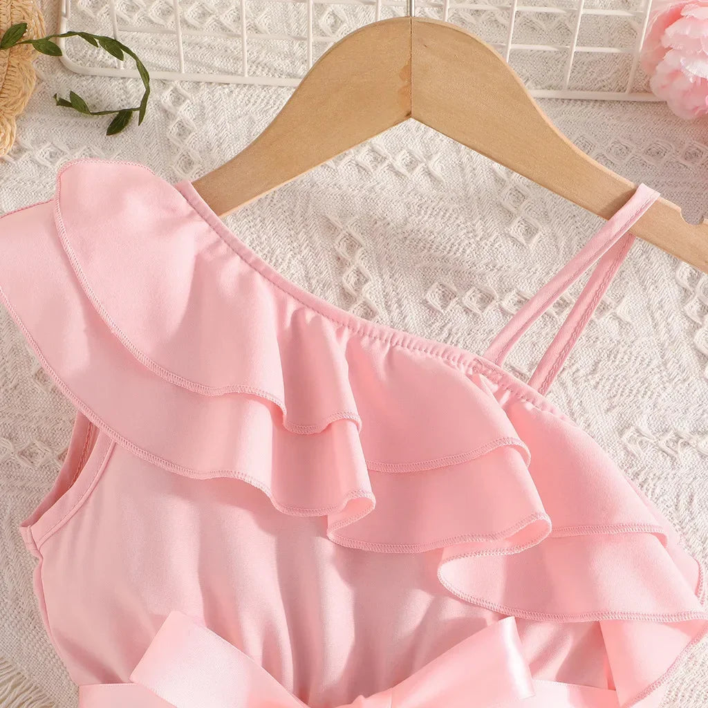 Dress For Kids 2-7 Years old Birthday Ruffled Embroidered Sleeveless Floral Princess