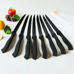 Table Knife Set  4/6/8Pcs Black Matte Comfort Handle Paring Knives German Stainless