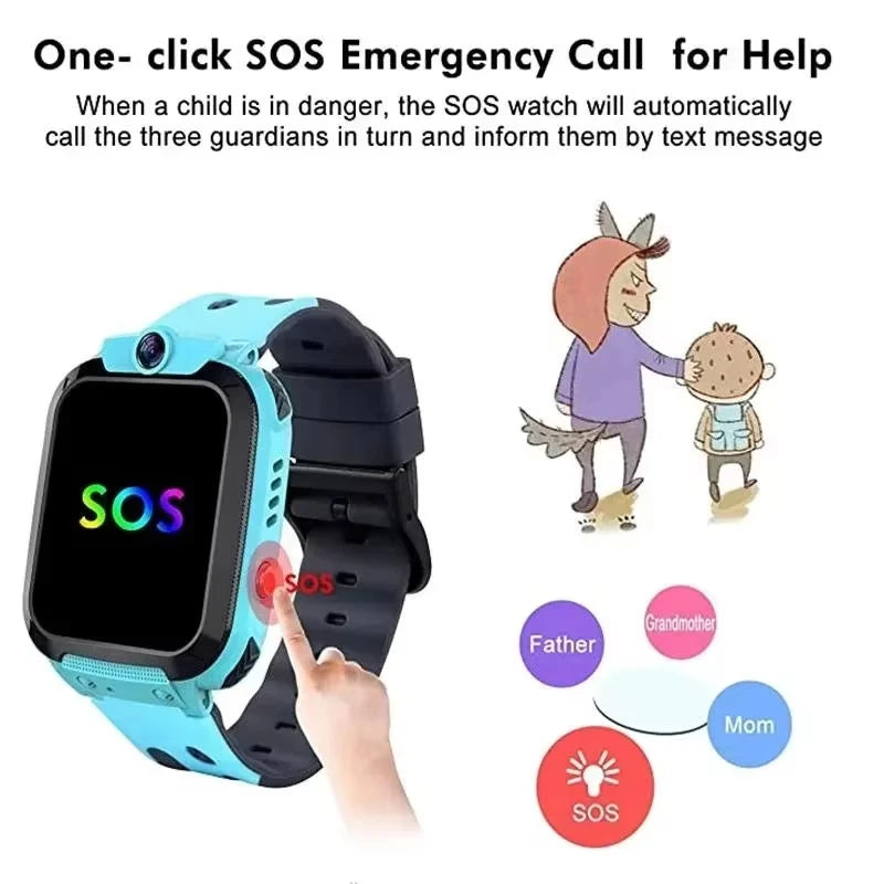 Lenovo 2026 5G Kids Smart Watch Sim Card Call SOS GPS Location Child Smart Watch Camera Waterproof Watch For Boys Girls Present