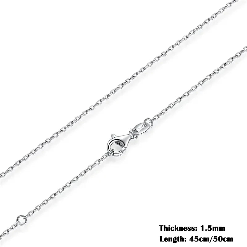 BAMOER Classic Basic O-chain Solid 925 Sterling Silver Lobster Clasp Adjustable Necklace Box Cable Chain DIY Jewelry for Women