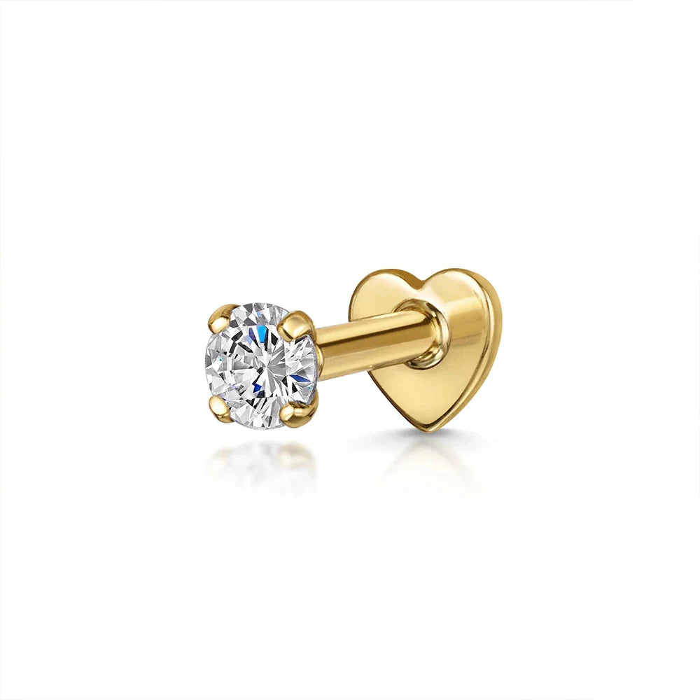AIDE Heart Round Ball Flat Helix Piercing Earring 925 Sterling Silver Ear Studs Geometric Zircon Exquisite Trinket Studs Aretes