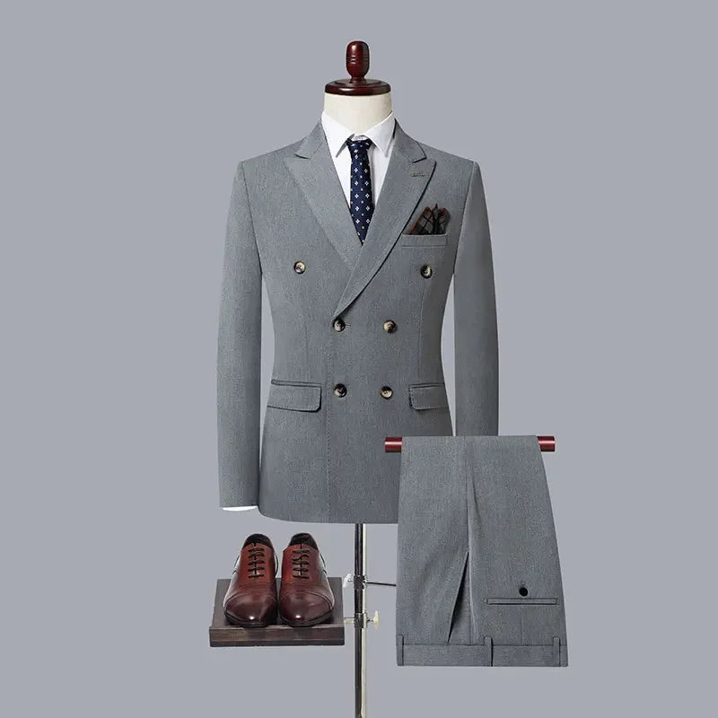 Tuxedo for Mens: Men's Casual Boutique Double Breasted Solid Color Business Suit