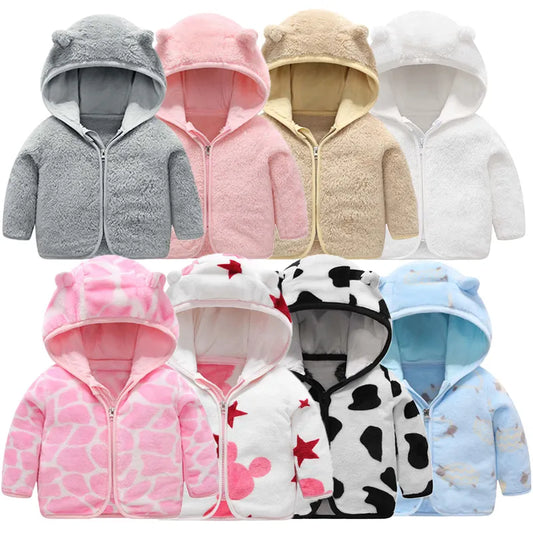 Children Flannel Jacket Autumn and Winter Baby Girl Clothes Hooded Cute Toddler Outerwear Clothing Warm Boys Coat 1-5 Years