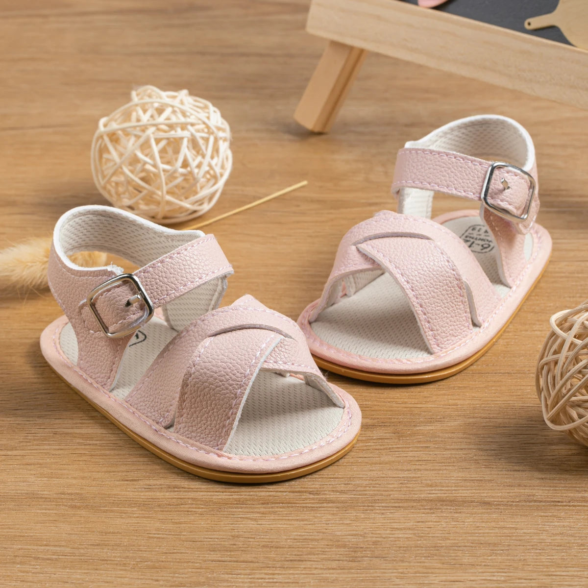 Baby Sandals Flats Leather Girls Boys Toddler Soft Rubber Sole Anti-Slip First Walker
