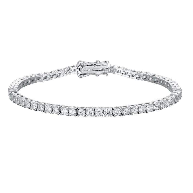 KNOBSPIN 2mm D Color Moissanite Tennis Bracelets for Woman Man Sparkling Diamonds with GRA s925 Sterling Sliver Hip Hop Bracelet
