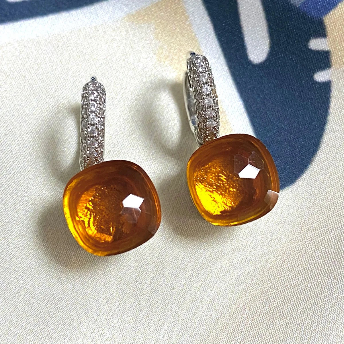 Classic Candy Color Earrings Inlay Transparent Zircon 27Colors Crystal Earrings Platinum Plated Fashion Jewelry For Women