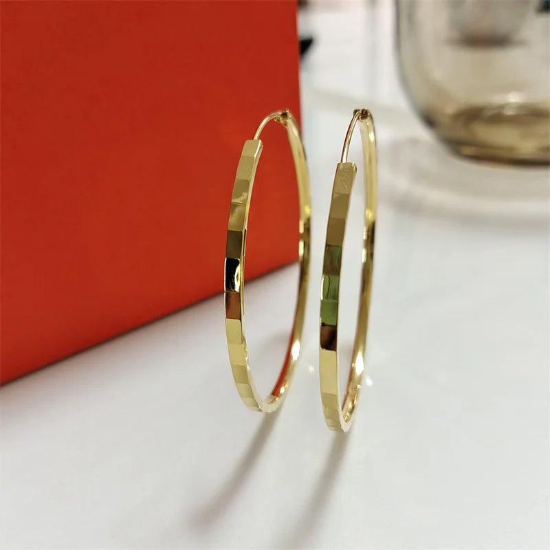 Senlissi - New Fashion 18K Gold Plated Hoop Earrings For Women 925 Sterling Silver Earring Cерьги Kольца Jewelry Girlfriend Gift