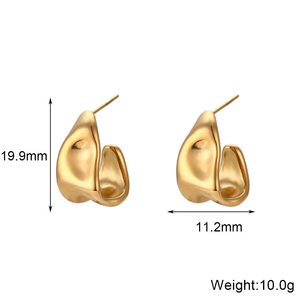 E.B.belle Hot-Selling Geometric Trapezoid Shape Creole Stainless Steel Earrings For Woman Unusual Earrings Women's Ear Creoles