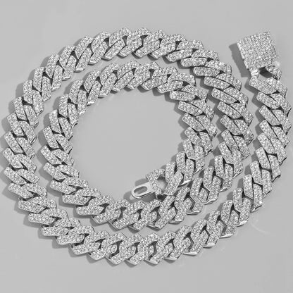 Women Luxury Prong Cuban Link Chain Necklace Bling Iced Out Crystal Zircon