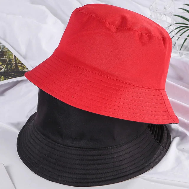 Double-sided Wearing Cap Solid Color Bucket Hat Men Women Sun Hat Reversible Fisherman Hat Summer Panama Cap Sun Fishing Gorros