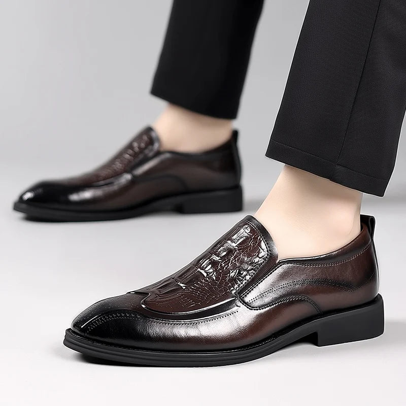 WAERTA Luxury Leather Shoes Pointed Toe British Business Formal Office Shoes Men Bloch Classic Italian Casual Dress Oxford Shoes