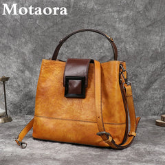 Women's Bag Retro Genuine Leather Shoulder Bags Handmade Women Bucket Bag