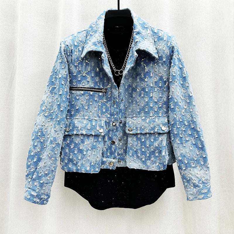 Light Luxury Denim Jackets For Men's Personalized Handsome Fashion