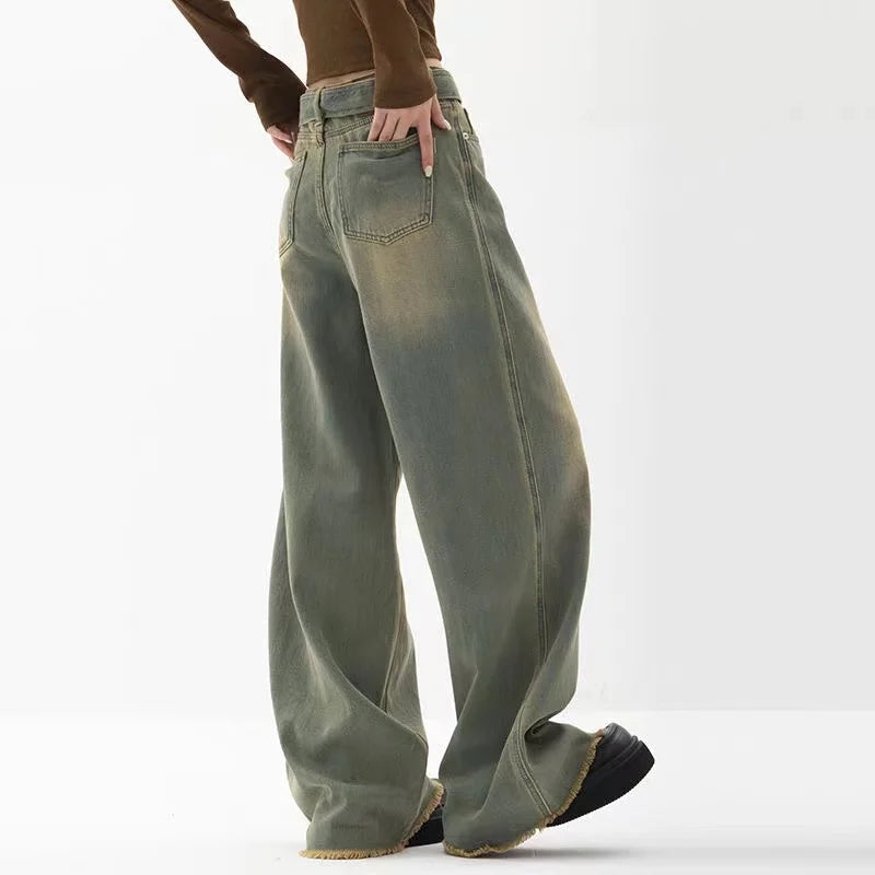 Winter Y2k Fashion Women Harajuku Jeans Wide Leg Punk Loose Casual Long Trousers