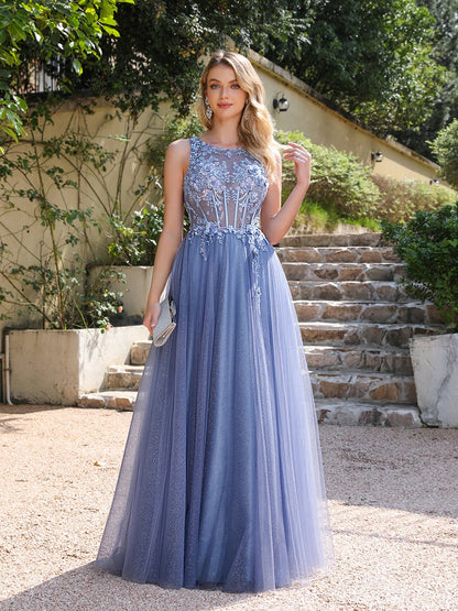 Homecoming Dresses: Evening Dress Elegant Illusion Backless Embroidery Prom Gowns