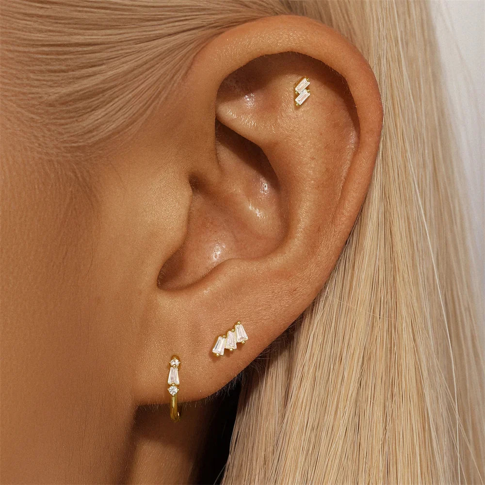 ROXI 925 Sterling Silver WaterDrop/Flower/Pearl Earring Set For Women 18k Gold Plated 3 piece Earring Party Jewelry Gifts