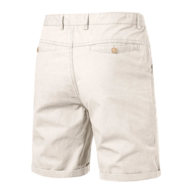 8 Colors Mens Cotton Casual Shorts Summer Business Casual Knee Pants Classic Khaki American Style Streetwear Golf Shorts Beige