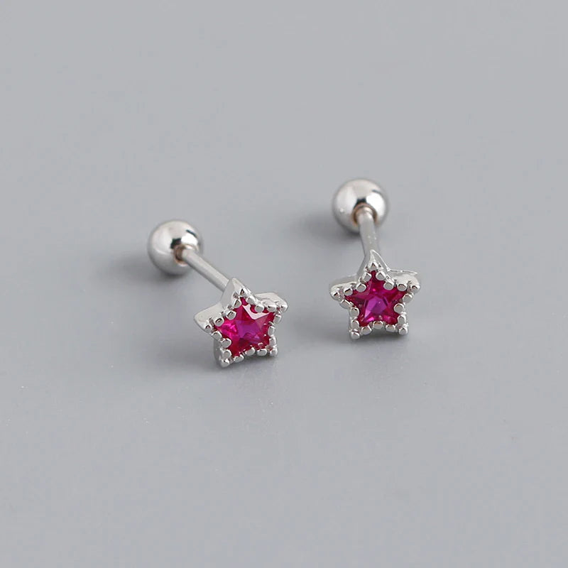 WANTME 925 Sterling Silver Fashion Korean Petal Screw Bead Stud Earrings for Women Charm Ear Bone Piercing Jewelry Accessories