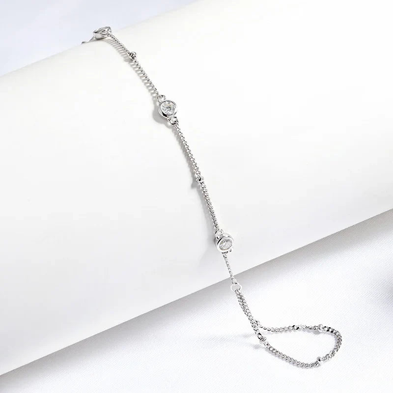 Smyoue 3MM Moissanite Bracelets for Women 14-21cm Wrist Size Adjustable Chain 925 Sterling Silver Plated 18K Wholesale Jewelry