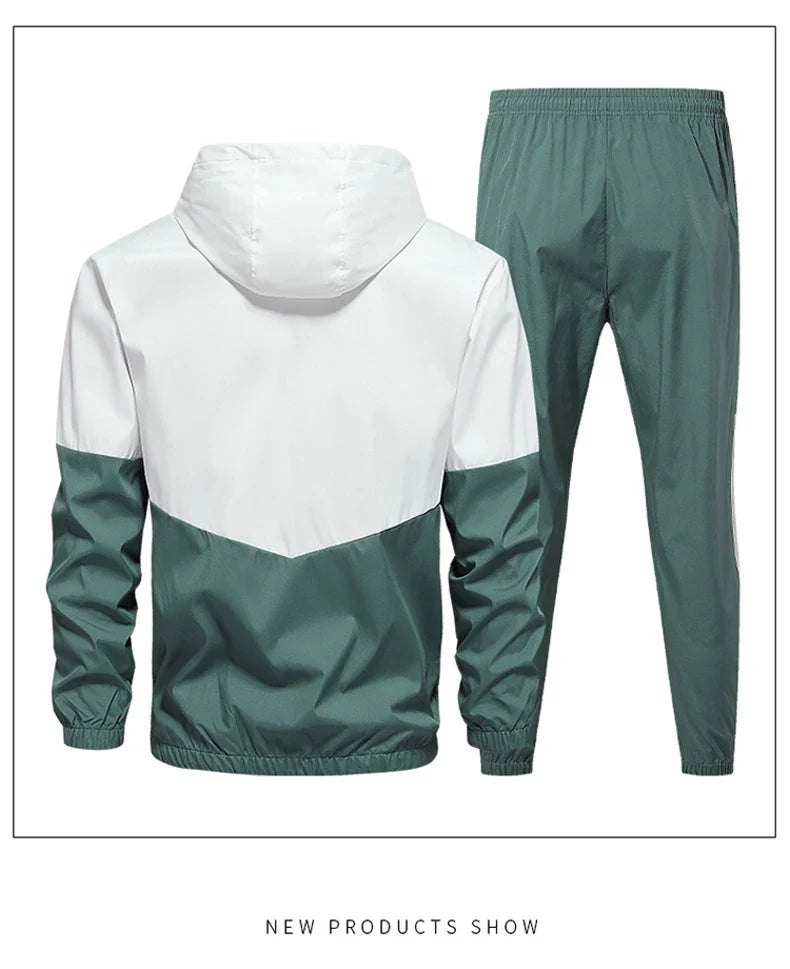 CHRLCK Men's Running Sportswear Suits Breathable Clothes Sports Joggers Training Gym Fitness Tracksuit Sets Men