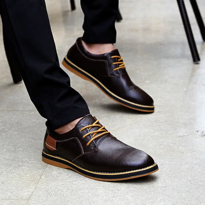 New Spring Autumn Fashion Men Shoes Men Leather Oxfords Shoes Casual Lace-up Formal Business Wedding Dress Shoes Big Size 38-48