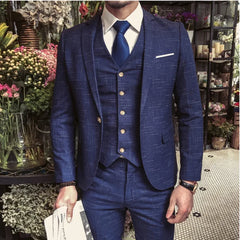 Boutique (Blazer + Vest + Trousers) Men's British Style Business Elegant Fashion