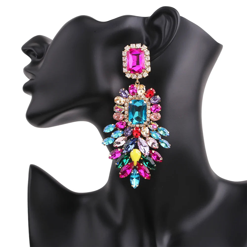 New Crystal Dangle Earrings For Women Rhinestone Earrings Weddings Ladies Party Fashion Jewelry Accessories Wholesale Gifts