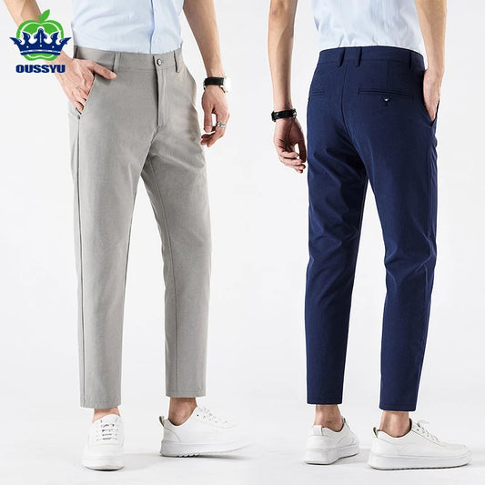 2024 New Summer Business Men's Suit Pants Thin Slim Fashion Casual Formal 9-Point