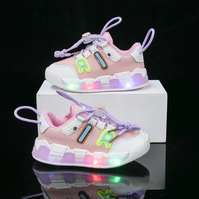 Zapatillas Mesh LED Lights Kid Sneakers Breathable Autumn Boy Bright Lights shoe