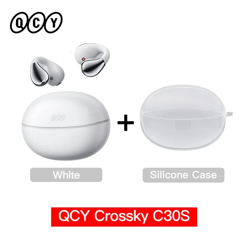 QCY Crossky C30S Open Ear Wireless Earphones Hi-Res with LDAC Ear Clip Earbuds Bluetooth 6.0 Clip On OWS Sports Headphones 40Hrs