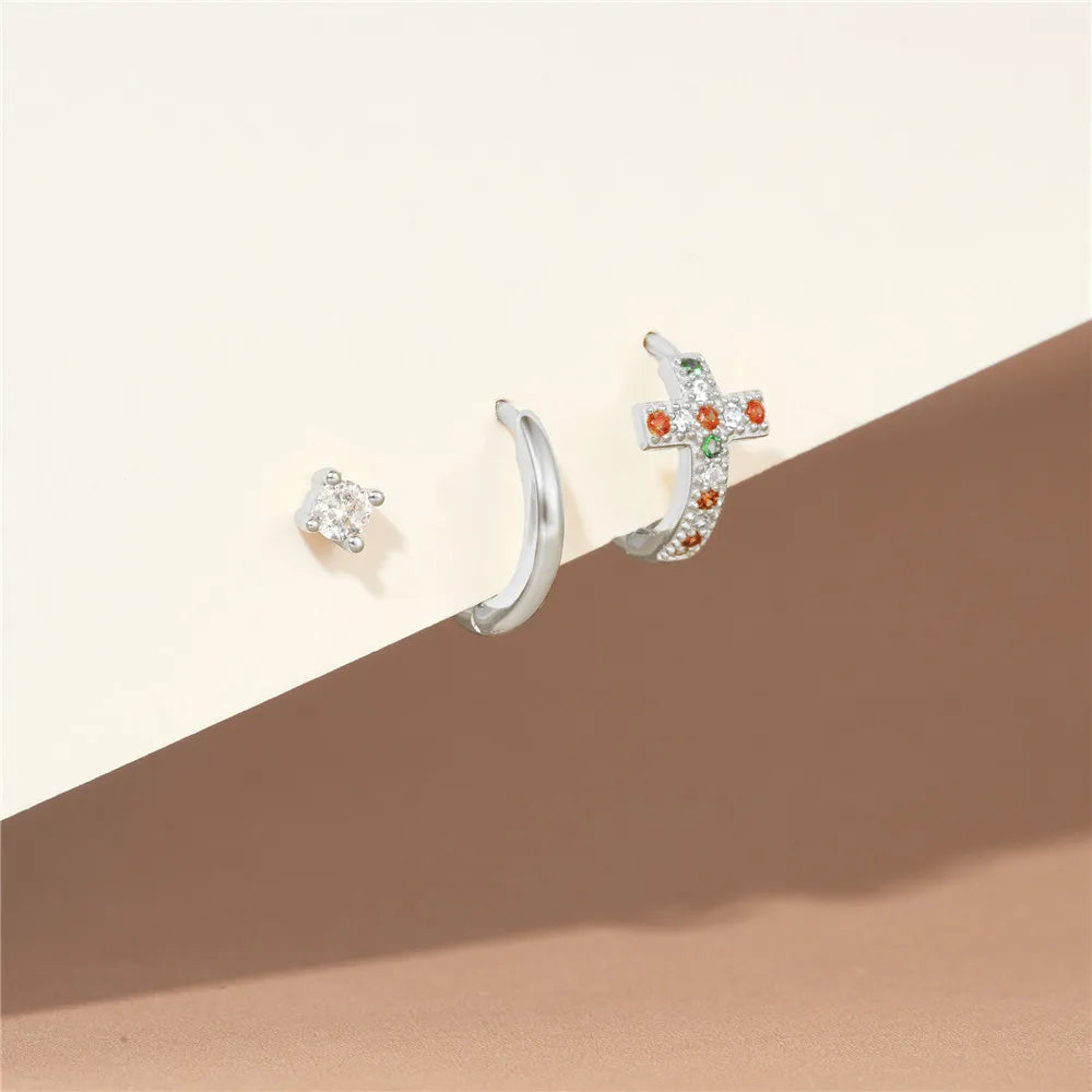 AIDE 925 Sterling Silver 3pcs 4pcs Set Zircon Stud Earrings 18k Gold Star Minimalism Huggies Earring Fine Jewelly Set Party Gift