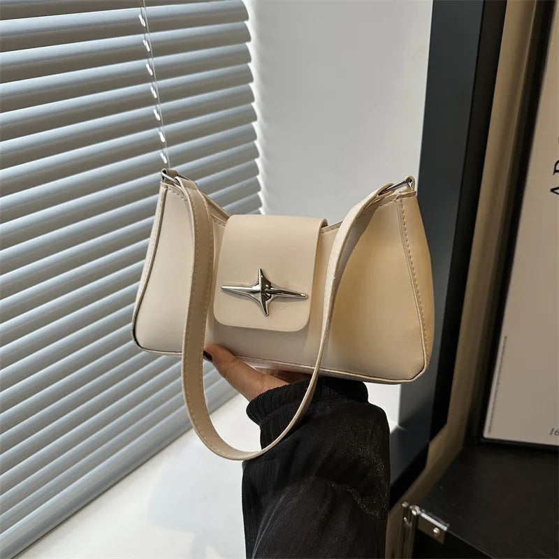 Fashionable and minimalist women's daily casual shoulder bag, PU material retro