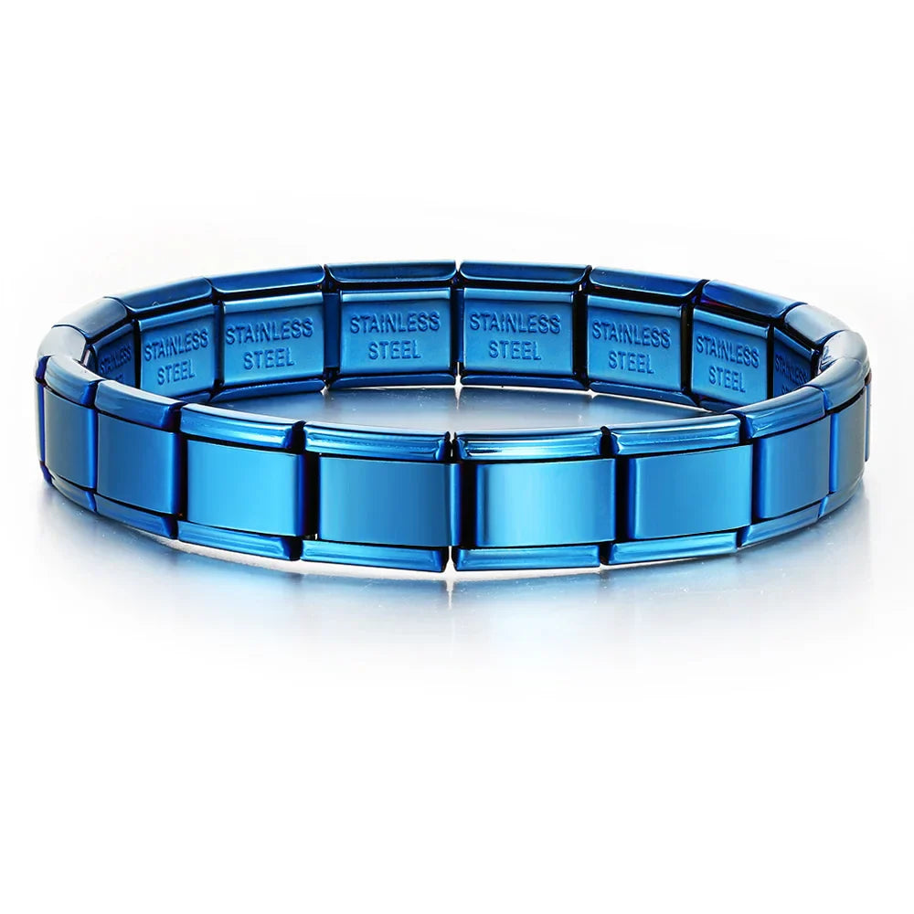 GEMOSA 9mm Width Italian Charm Bracelet Fashion Stainless Steel Bangle Elastic Link Chain High Quality Factory DIY