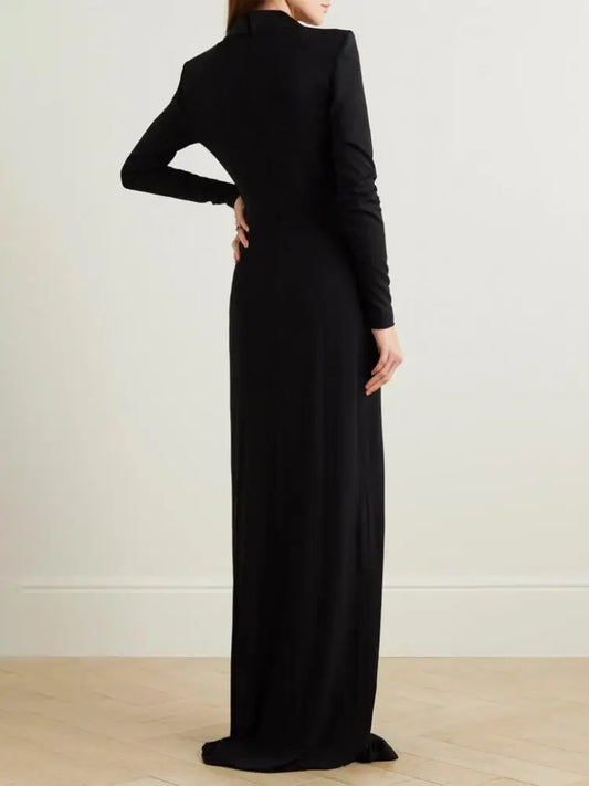 Formal attire Dresses: Women Fashion Solid Color Deep V-Neck Prom Maxi Dresses