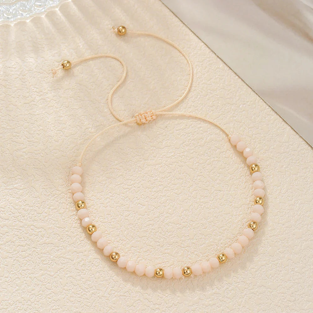 Fashion Boho Adjustable Jewelry Braiding Strap Bracelet Black Crystal Stone Beaded Bracelet For Women Accessory Jewelry