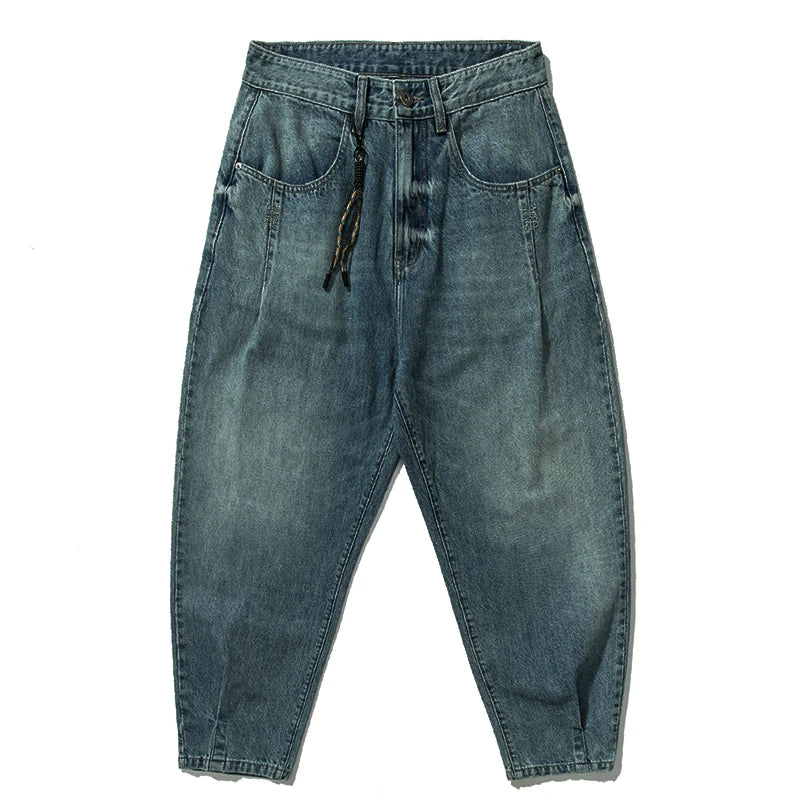 American Vintage Denim Cargo Pants Men Clothing Streetwear Loose