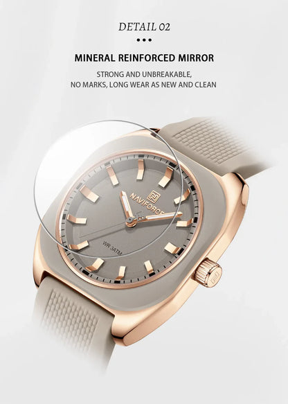 NAVIFORCE Fashion Women's Casual Elegant Simple Polygon Quartz Silicone Watch Gift for Women Wristwatch Casual Relogio Feminino