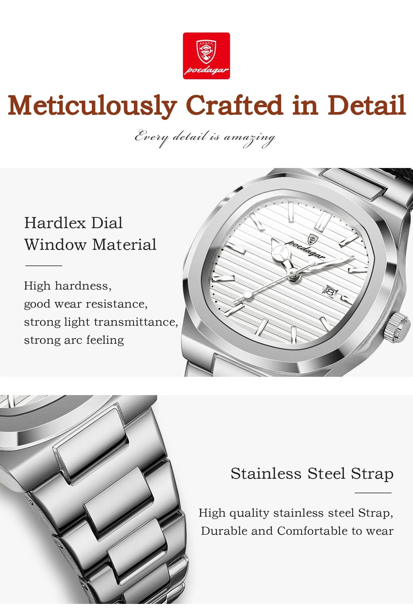 POEDAGAR Top Exquisite Women's Wristwatch Waterproof Luminous Date Fashion Ladies Watches Stainless Steel Quartz Watch For Woman