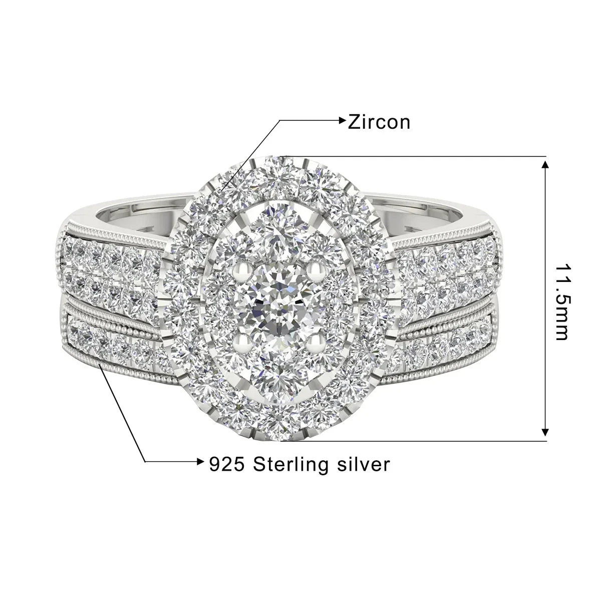 Luxury Fancy Engagement Moissanite Rings 2 Piece Solid Sterling Silver 925 Wedding Jewelry For Woman Diamond Girl Gift Certified