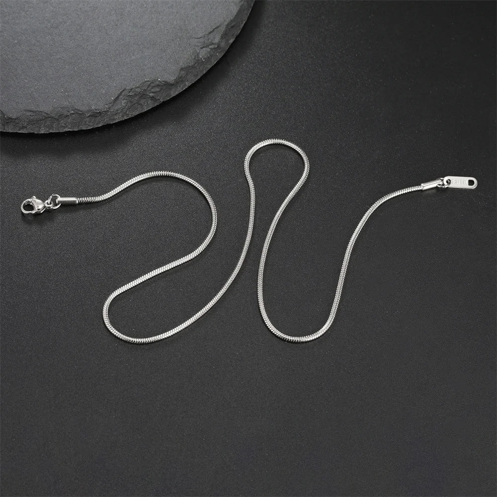 My Shape Round Snake Chain Necklace for Women Men Stainless Steel Link Chain 0.9mm 1.2mm 2mm Chains Choker Fashion Jewelry Gifts