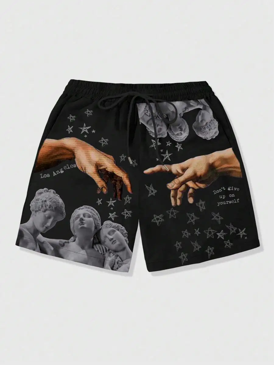 Men's Summer Shorts Loose Luxury Shorts 3D Printing Casual Sculpture Print