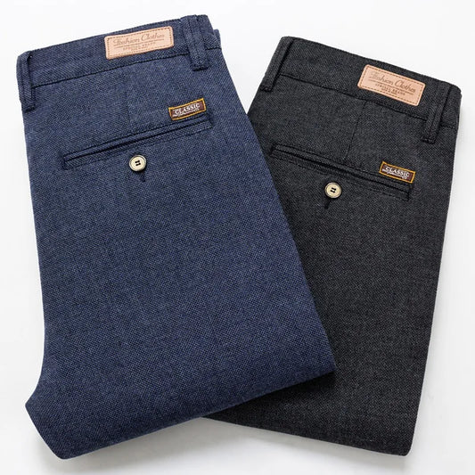 Men's Slim Casual Pants Fashion Business Stretch Trousers Male Brand Plaid