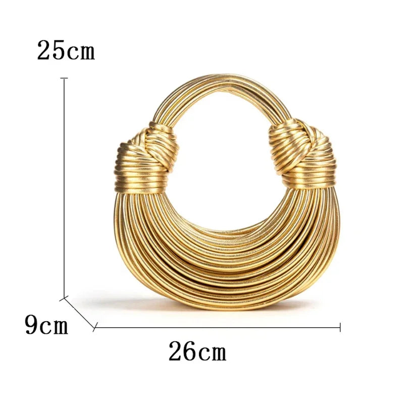 Handbags for Women in Gold Luxury Designer Brand Handwoven Noodle Bags